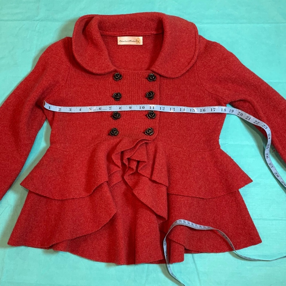 Anthropologie Red Red Rose Sweatercoat - Picture 8 of 9